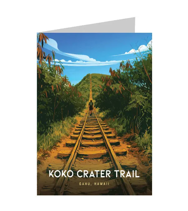 Greeting Card "Koko Crater Trail, Oahu" Hawaii Travel Art 1