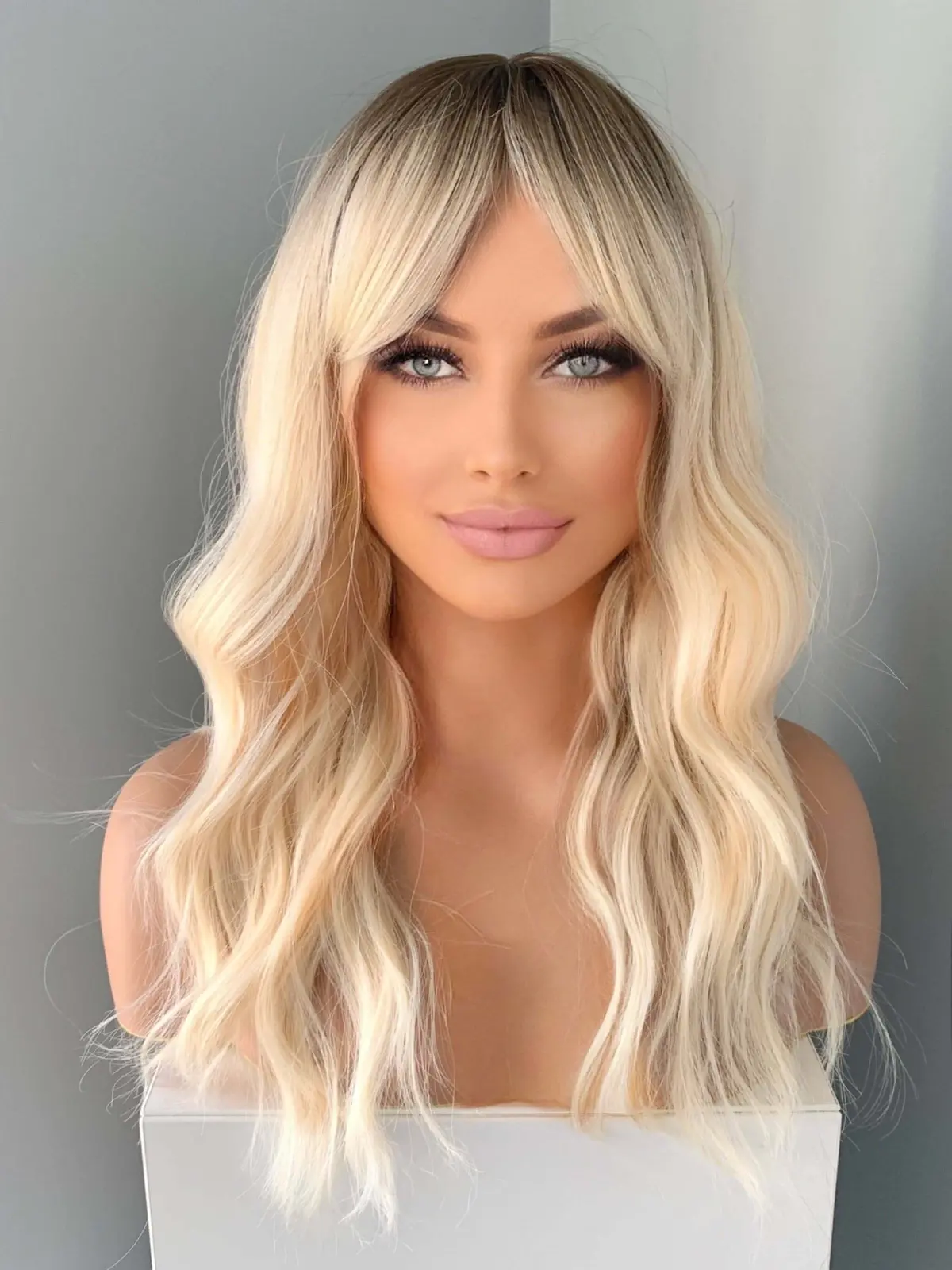 Krista Wavy Blonde Wig With Bangs 1