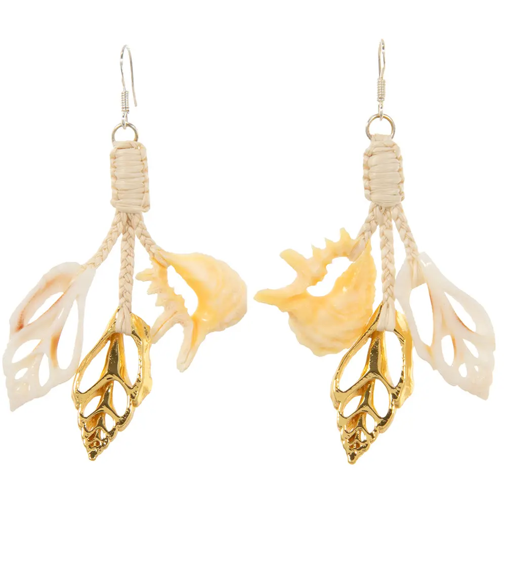 Gold And Sliced Shell Earrings 1