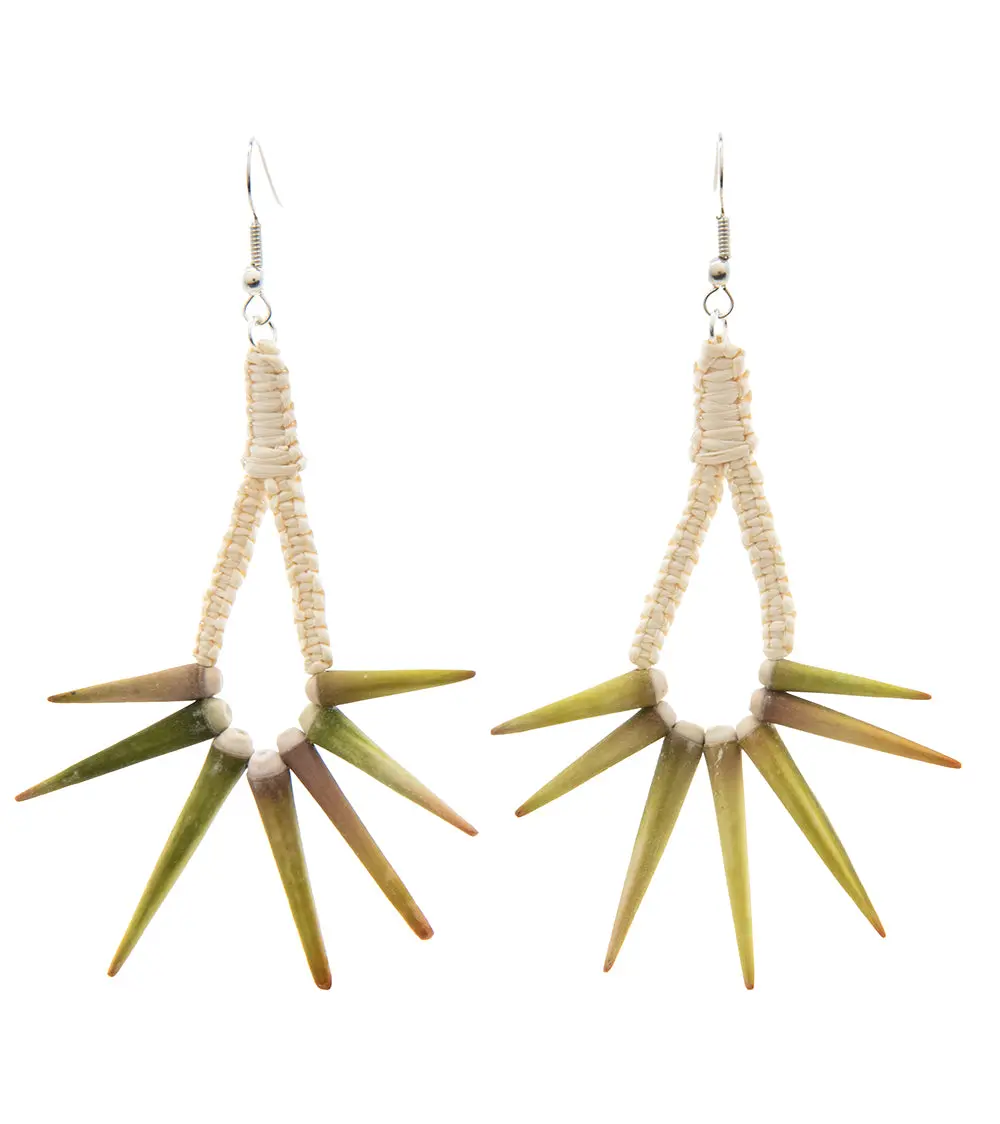 Green Wana Fan Earrings 1