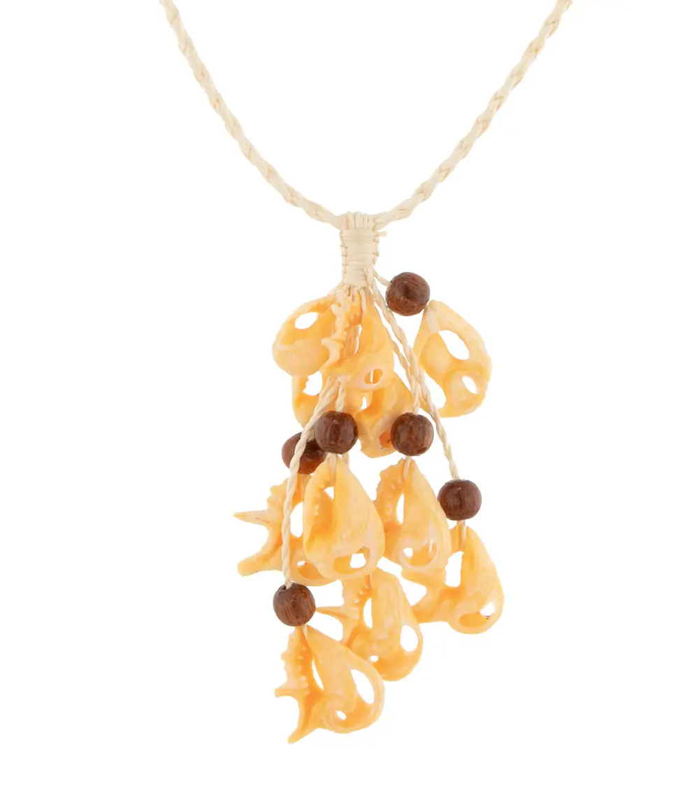 Grape Sliced Shells And Koa Necklace - 445389C 1