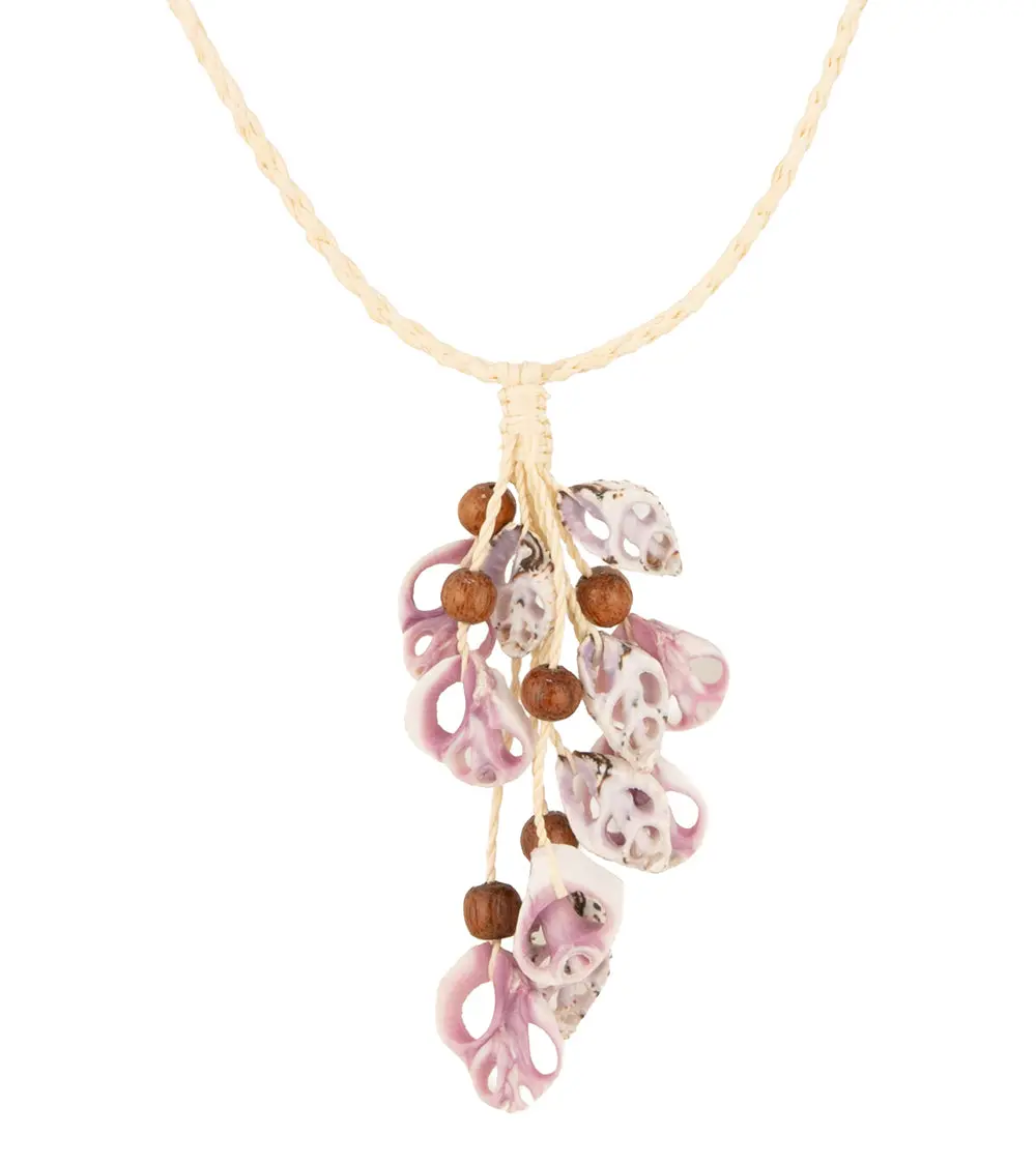 Grape Sliced Shells And Koa Necklace - 445389C 1