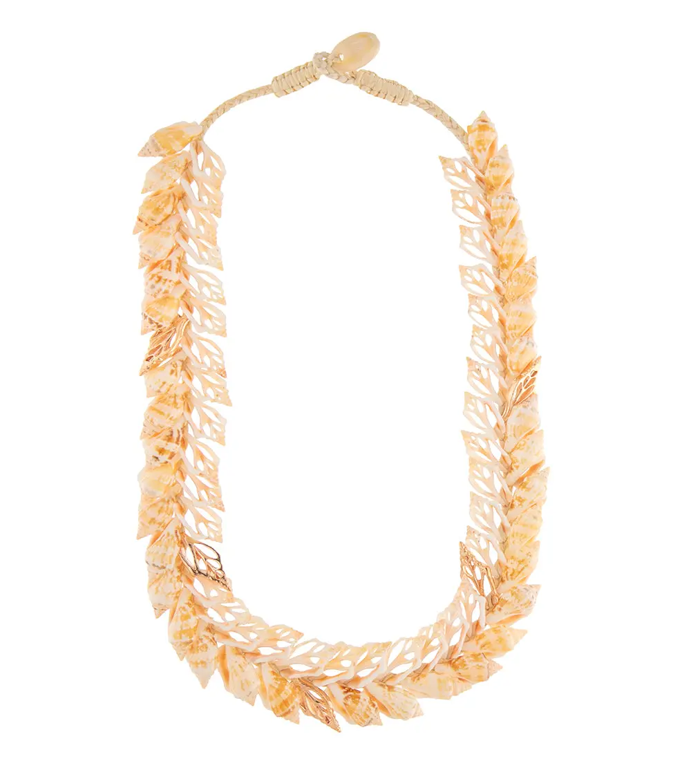 Double-Layered Rose Gold Assorted Sliced Shells Necklace - 44548C 1