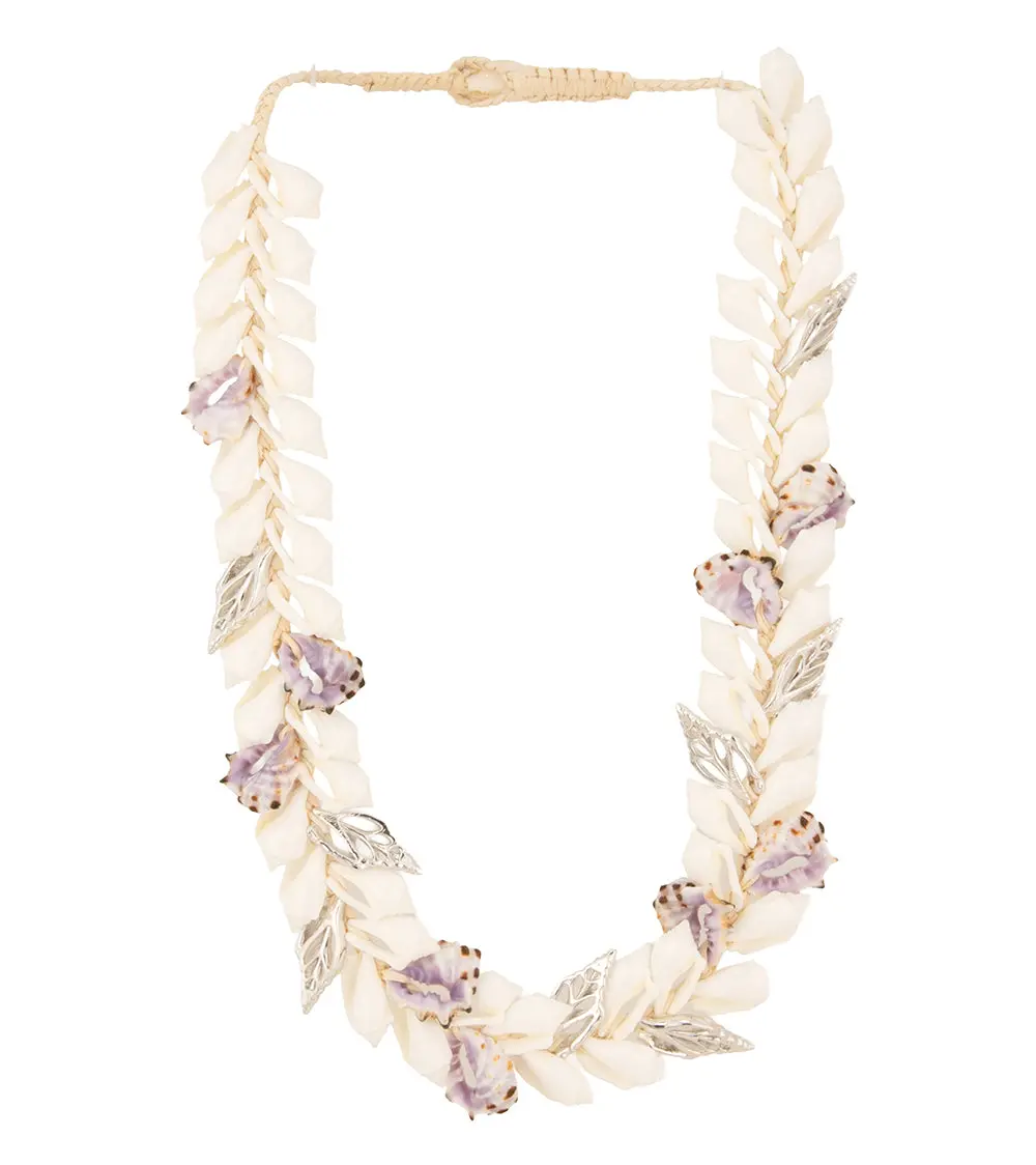 Double-Layered Silver Assorted Sliced Shells Necklace - 44549C 1