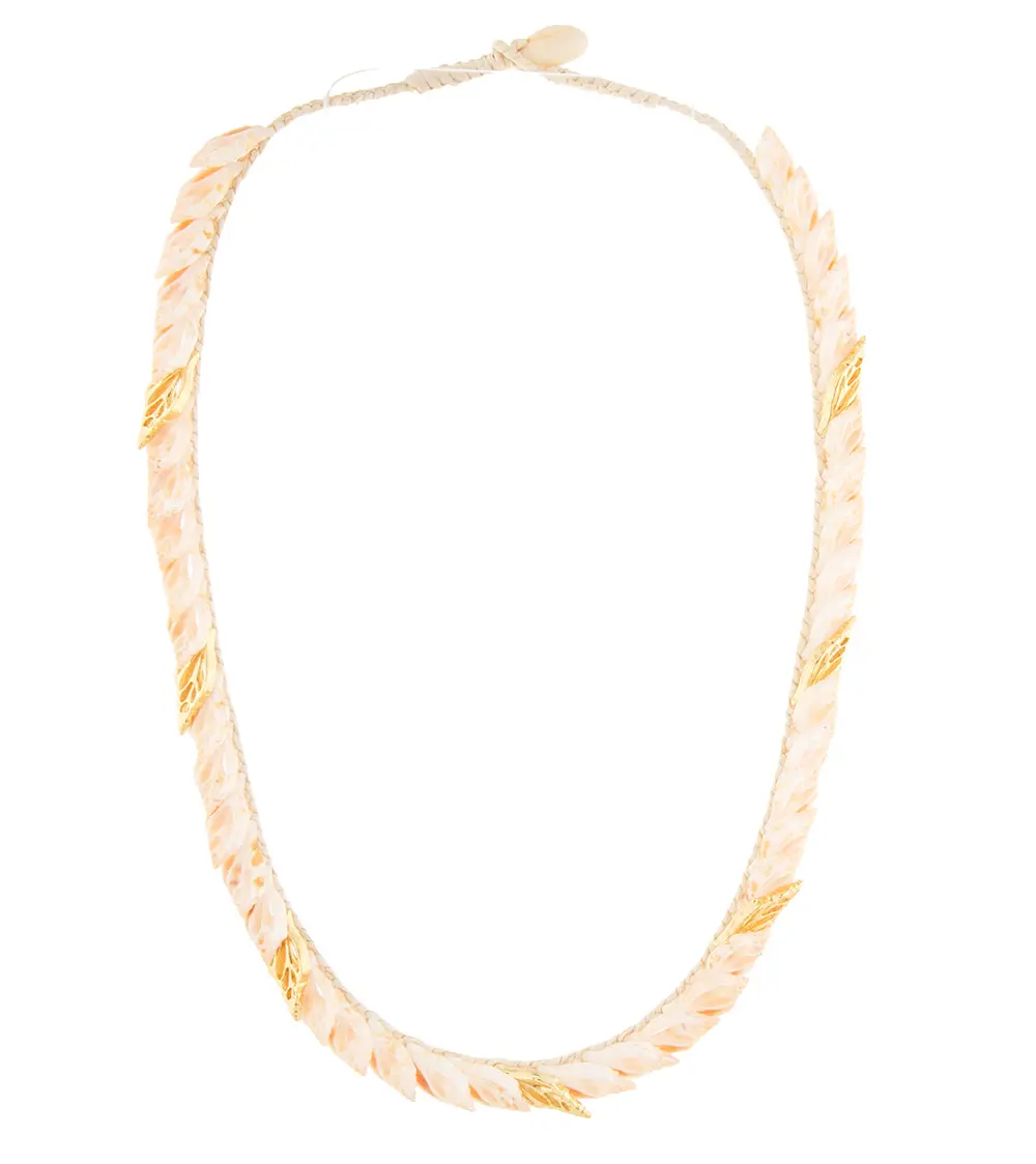 Single-Layered Gold Assorted Sliced Shells Necklace - 44550C 1