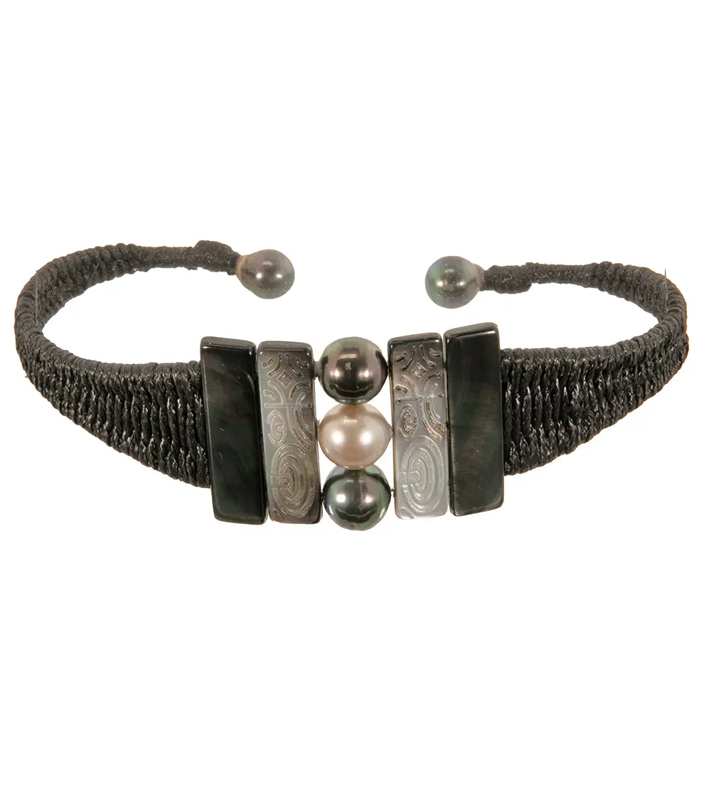 Woven Tahitian Pearl Bracelet (5 Pearls)- 44562C 1