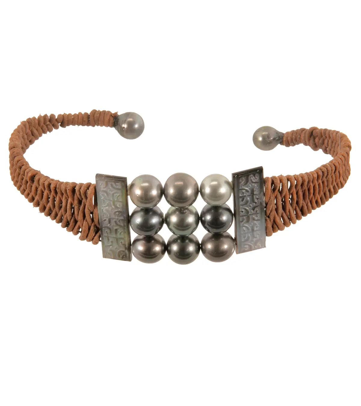 Brown Woven Tahitian Pearl Bracelet (11 Pearls)- 44564C 1