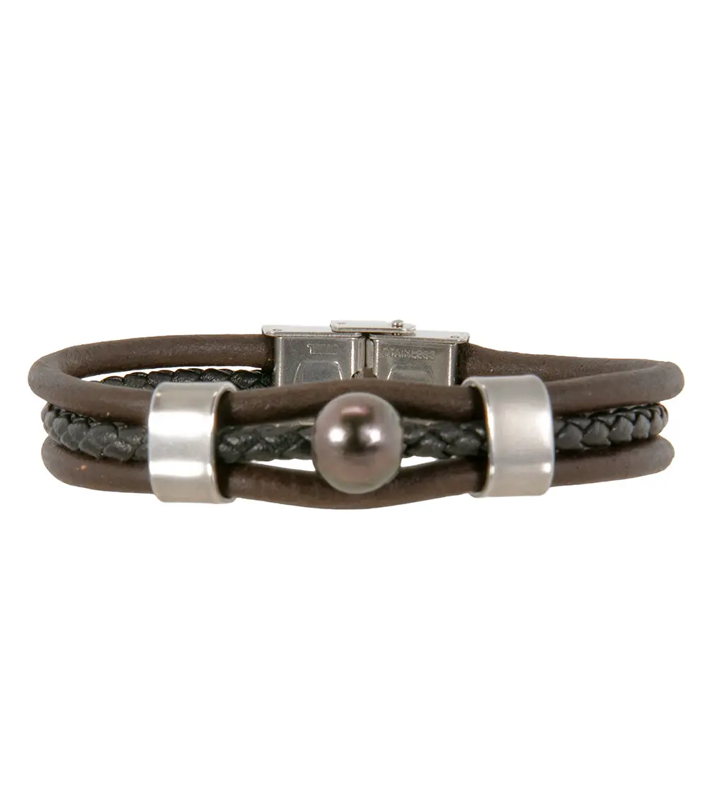 Brown Woven Tahitian Pearl Bracelet - 44565C 1