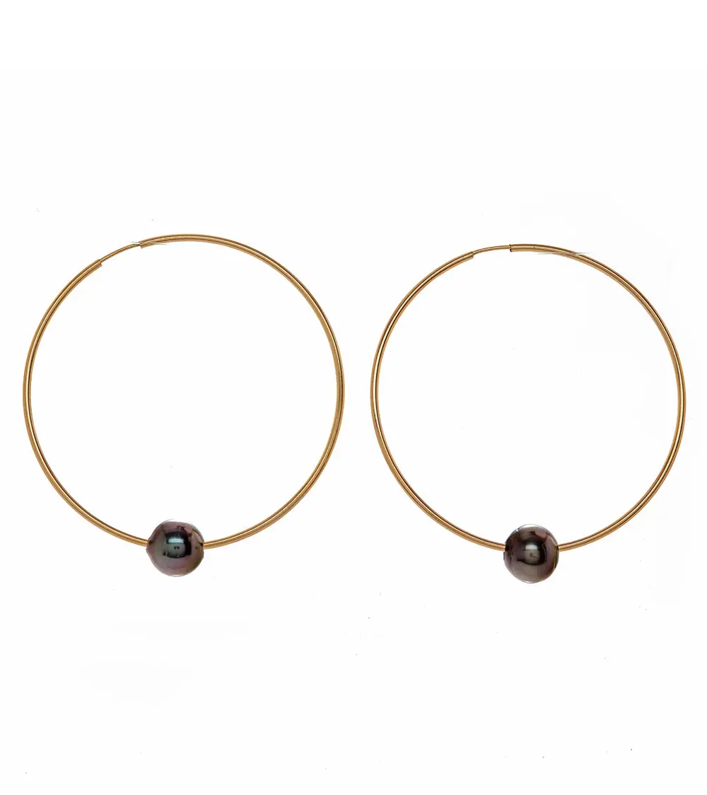 Pearl Gold Hoop Earrings 54318 1