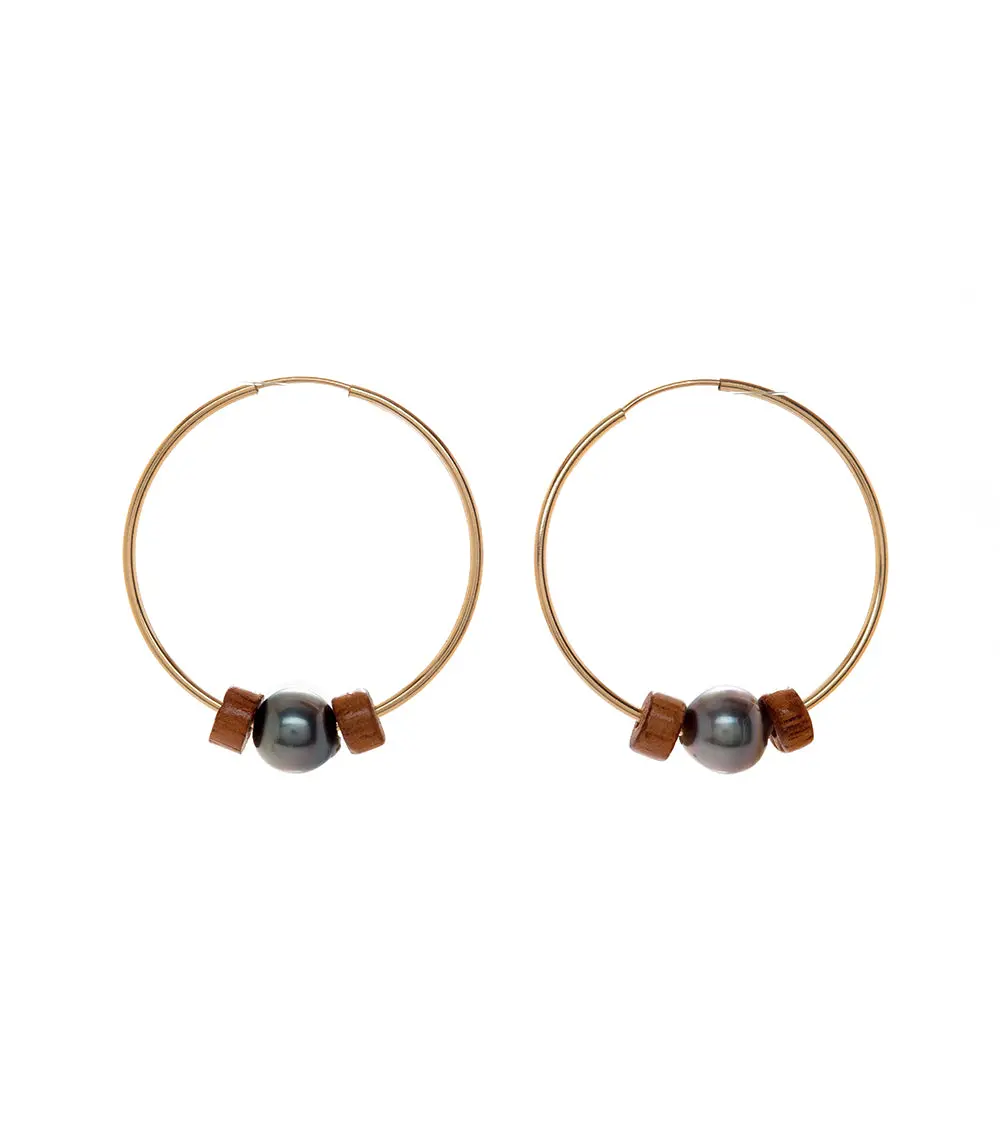Hoop Pearl Koa Earrings 54321 1