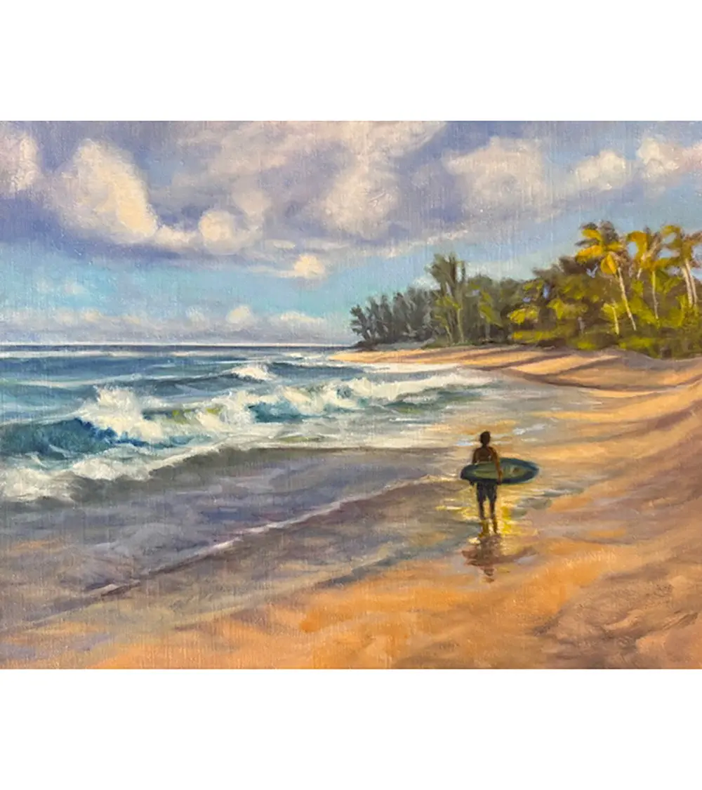 Sunset Beach Surfer By Laurie Miller 1