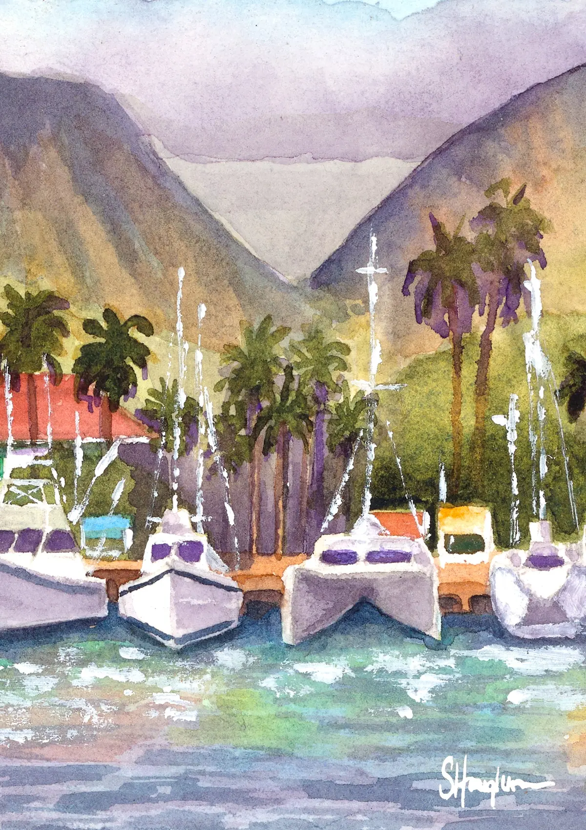 Greeting Card "Lahaina Harbor" By Sarah Houglum 1
