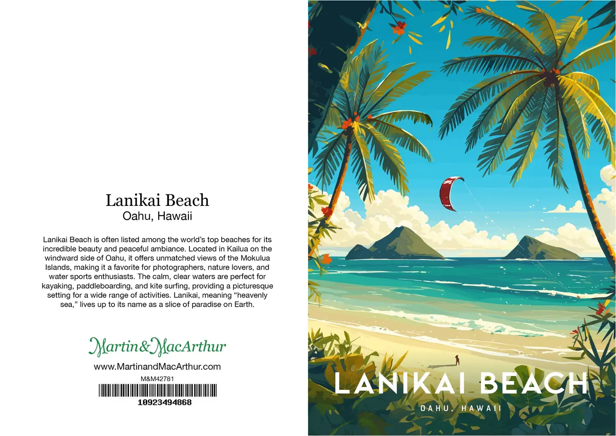 Greeting Card "Lanikai Beach, Oahu" Hawaii Travel Art 2