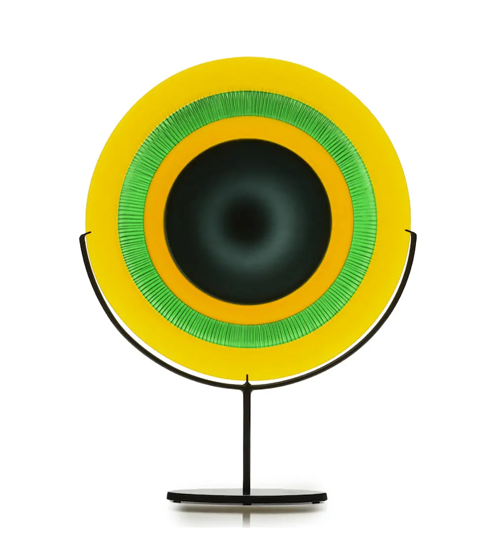 Glass Sculpture "Fish Eye Yellow/Green" By Jonathan Swanz 1