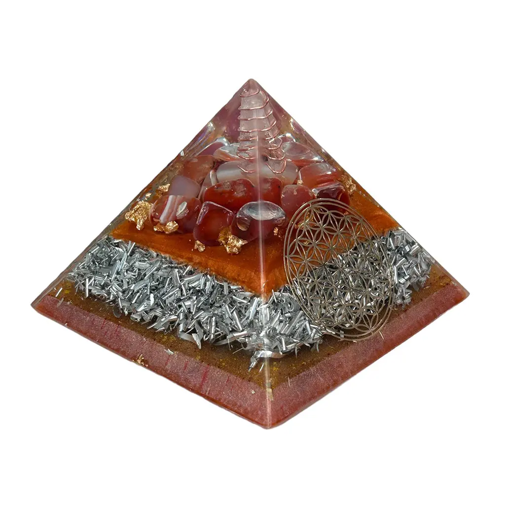 Orgonite Pyramid Metatron Large - With Orange Carnelian Sacral/Hara Chakra 2