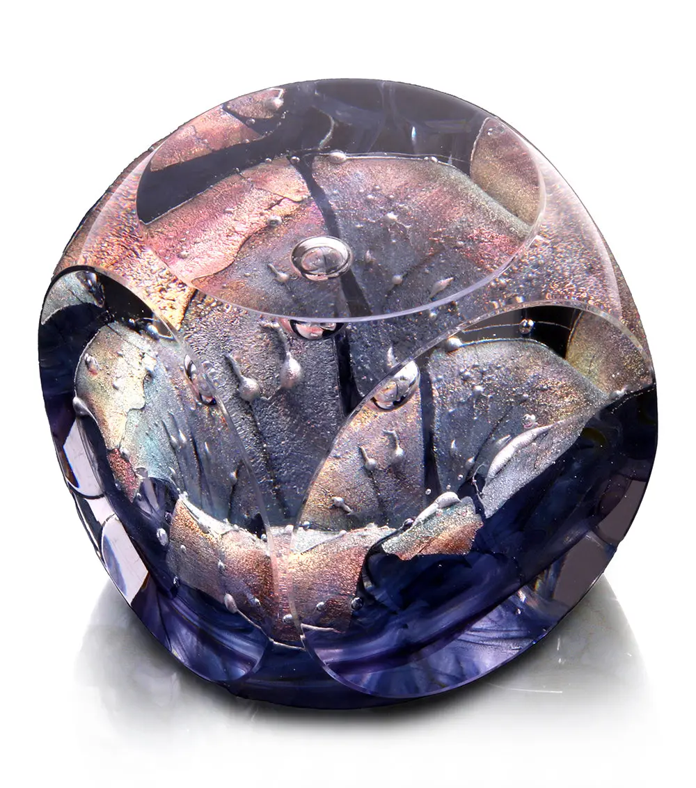 Glass Sculpture " Large Gray Cube" By Ben Silver 1