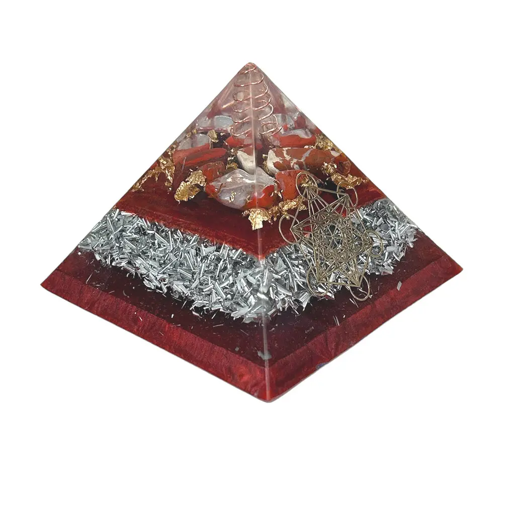 Red Jasper Orgonite Pyramid Large - Metatron Orgone Root Chakra 1