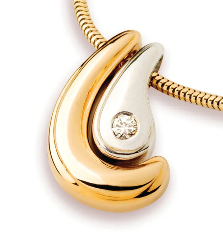 Yellow And White 14K Gold "Hawaii Love" Pendant With Diamond 1