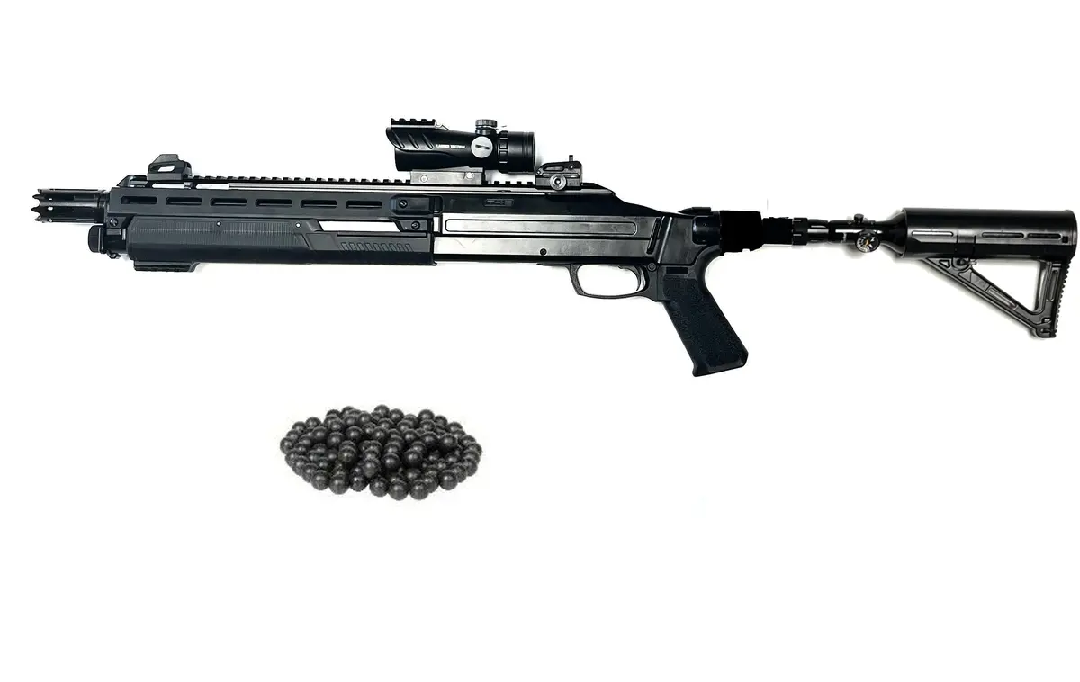 **New** T4e Hdx Maximus Carbine Pump Shotgun Hpa / Pcp Edition W/13Cii 3,000Psi With 1,100Psi Output Pcp Tank - Powerful Custom Home Defense Edition - Up To 650Fps+ (58J+) .68 Caliber - Black! 1
