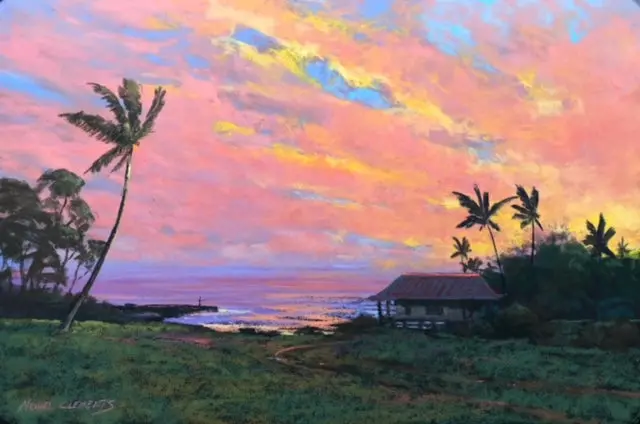 Original Pastel Painting "Hana Sunrise" By Michael Clements 18X12 1