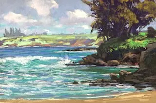 Original Pastel Painting "Fleming Beach" By Michael Clements 18X12 1