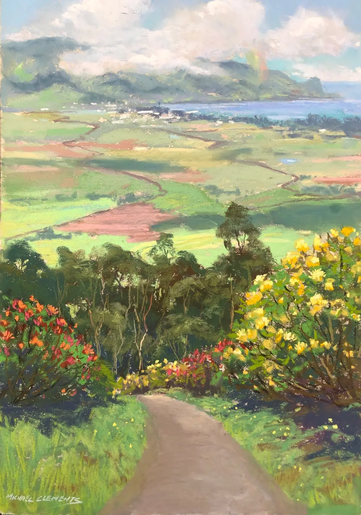 Original Pastel Painting "Kula Protea Farm View" By Michael Clements 12X18 1