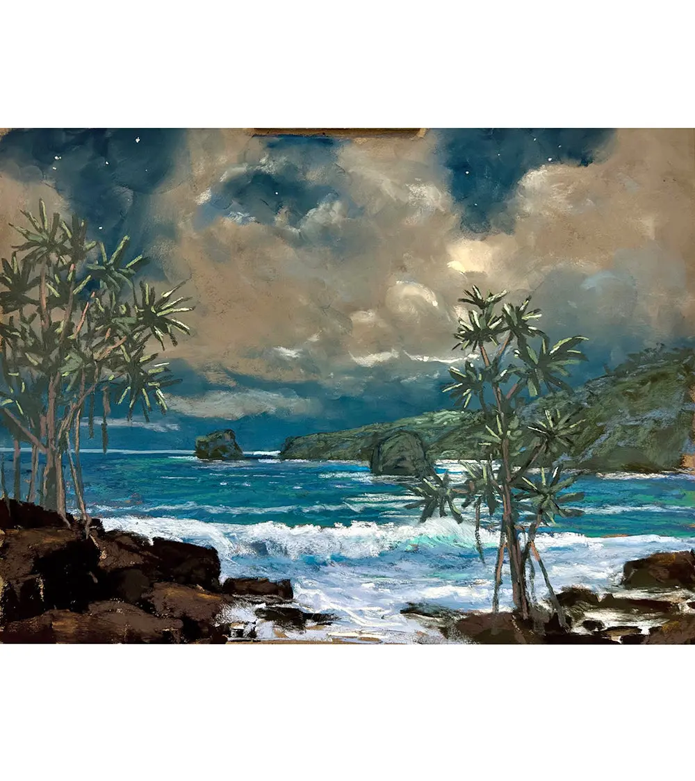Original Pastel Painting "Keokea Nocturne" By Michael Clements 18X12 1