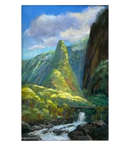 Original Pastel Painting "Iao Needle" By Michael Clements 18X12 1