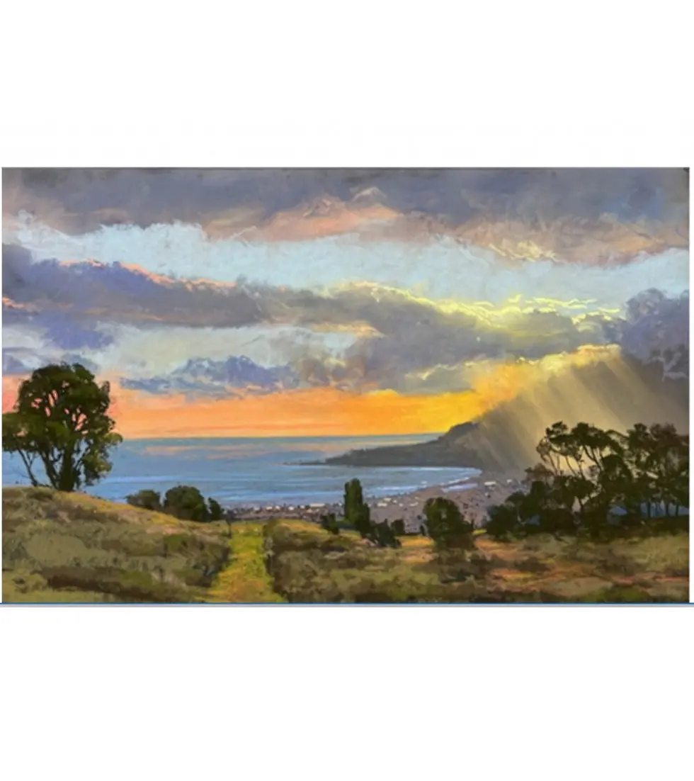 Original Pastel Painting " Winter Sunset On Hwy 377" By Michael Clements 24X18 1