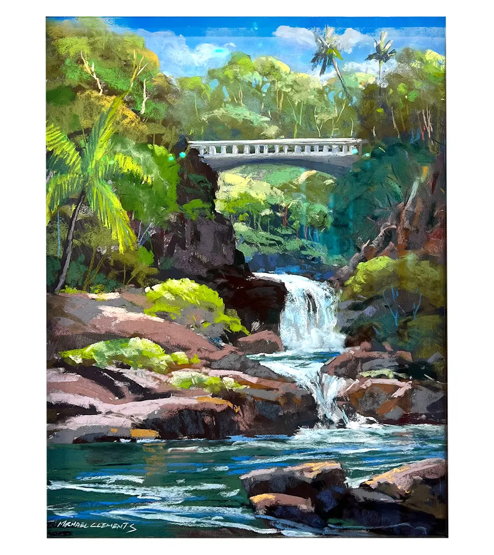 Original Pastel Painting "Bridge Over Ohe’O Gulch" By Michael Clements 14X18 1