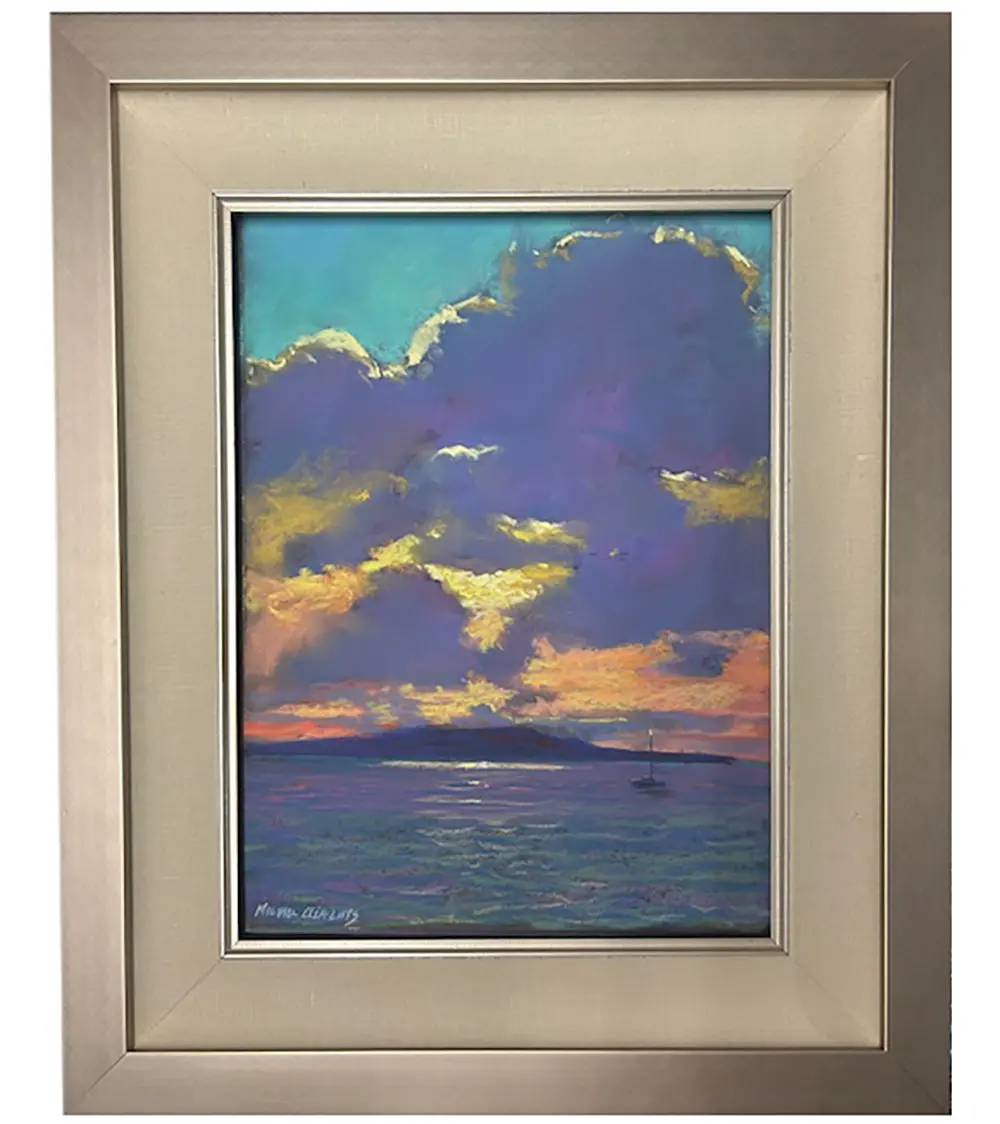 Original Pastel Painting " Sunset Over Ko'olawe" By Michael Clements 12X16 1