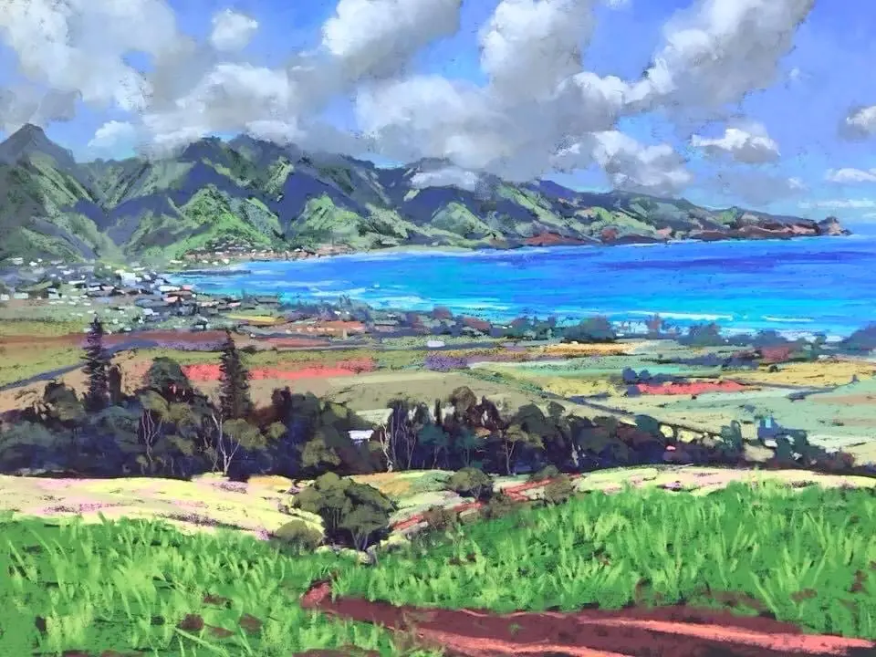 Original Pastel Painting "View From Hali'imaile" By Michael Clements 24X18 1