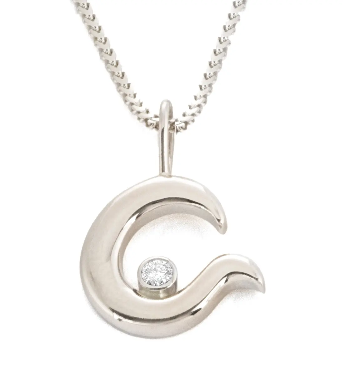 White 14K Gold "Island Sunset" Pendant With Diamond 1