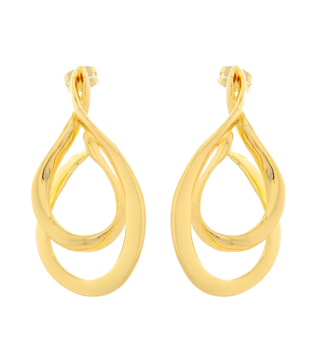 "Double Teardrop"  Gold Earrings 1