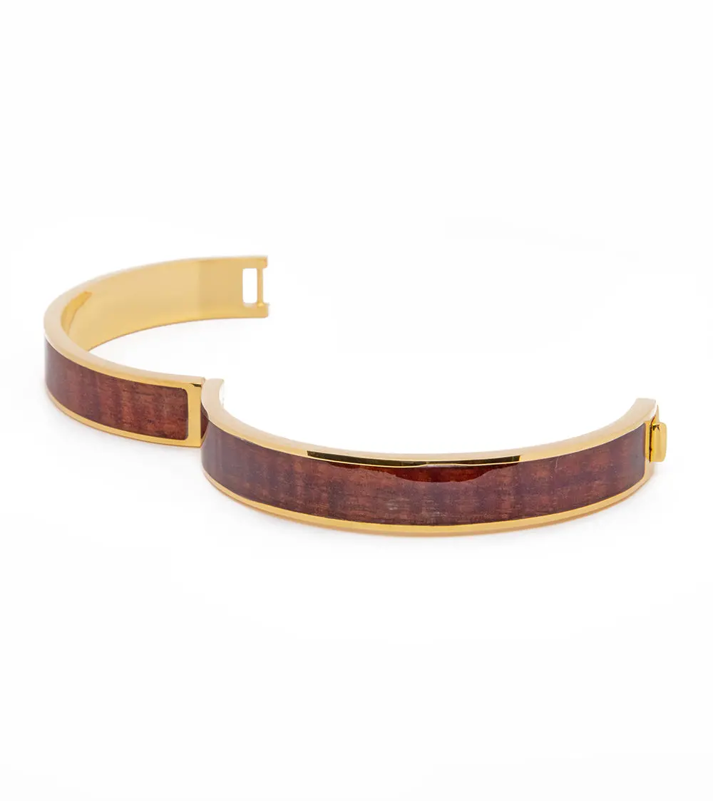 Koa Gold Plate Wide Bangle, Hinged 2
