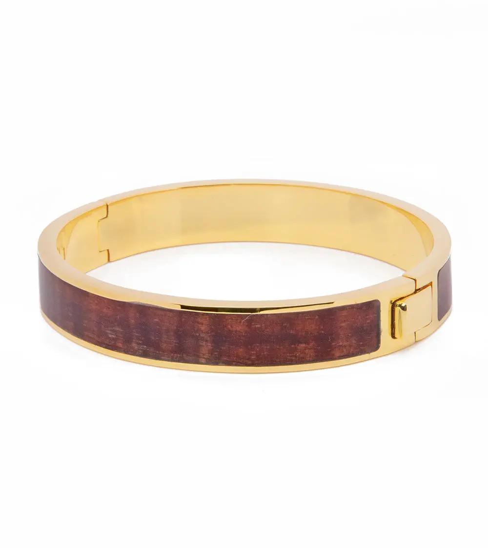 Koa Gold Plate Wide Bangle, Hinged 1