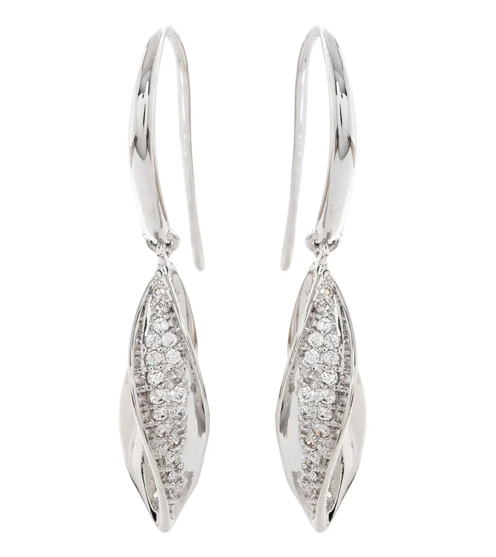 Drop Earrings, Cubic Zirconia Pave 1