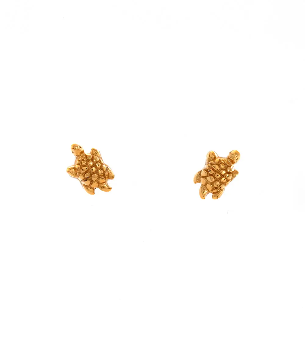 Gold Plated Honu Earrings, Extra Small 1
