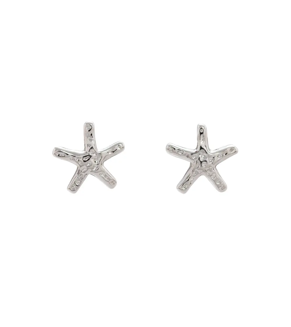 Starfish Earrings, Extra Small, Rhodium Plated 1