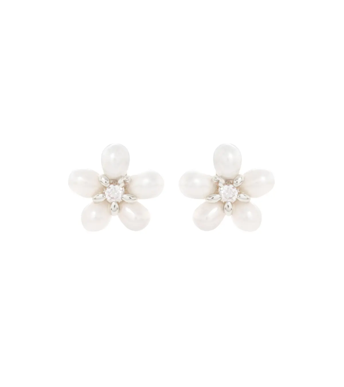 Pearl Plumeria Earrings, Cubic Zirconia - Mjhc50028 1