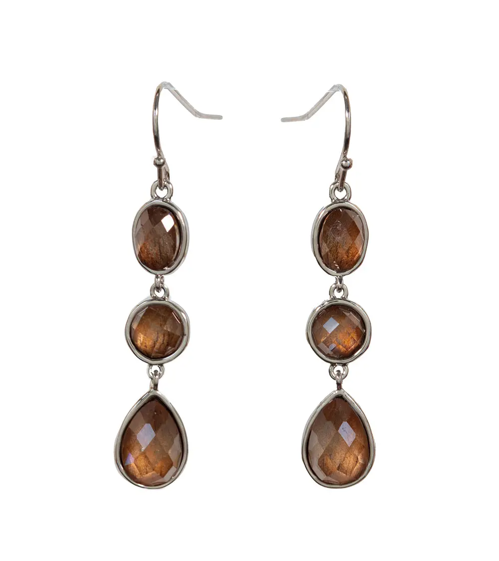 Koa Gemstone 3-Drop Earrings 1