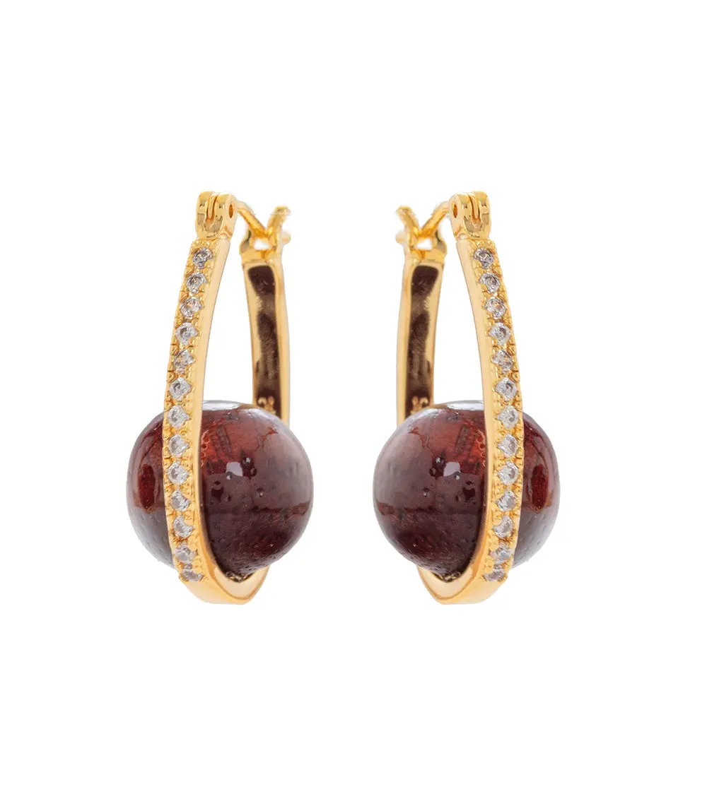 Koa Click-Hoop Earrings, Cubic Zirconia, 14K Gold Plated 1