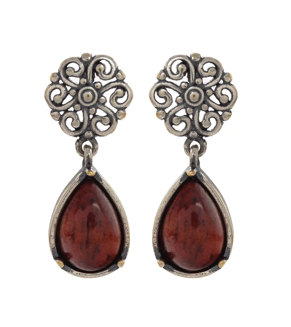 Koa Flower Earrings, Rhodium Plated 1