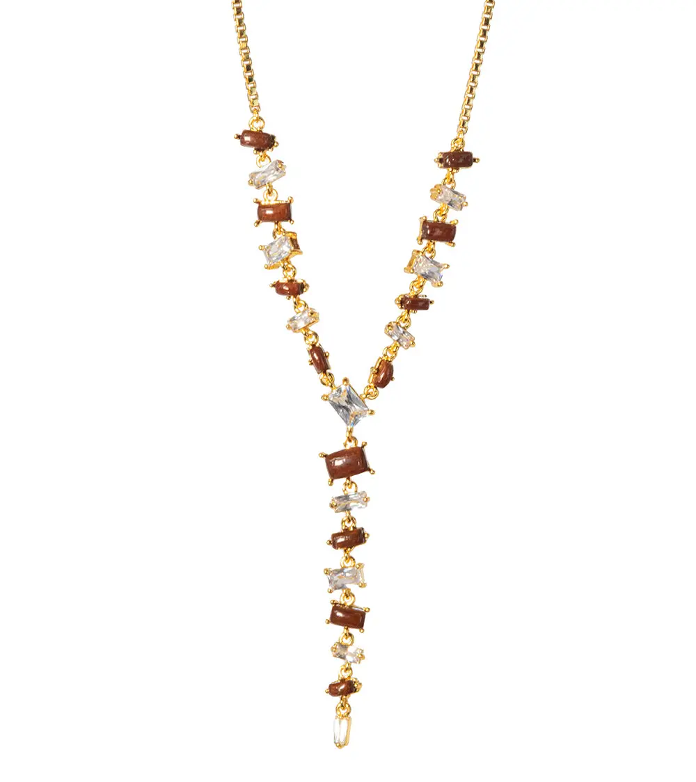 Koa Cubic Zirconia Necklace 14K Gold Plated 1
