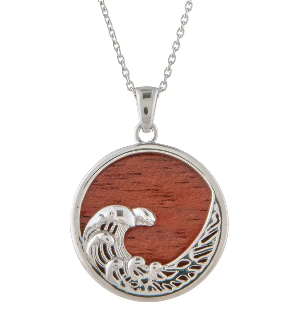 Koa Wave Pendant Necklace 1
