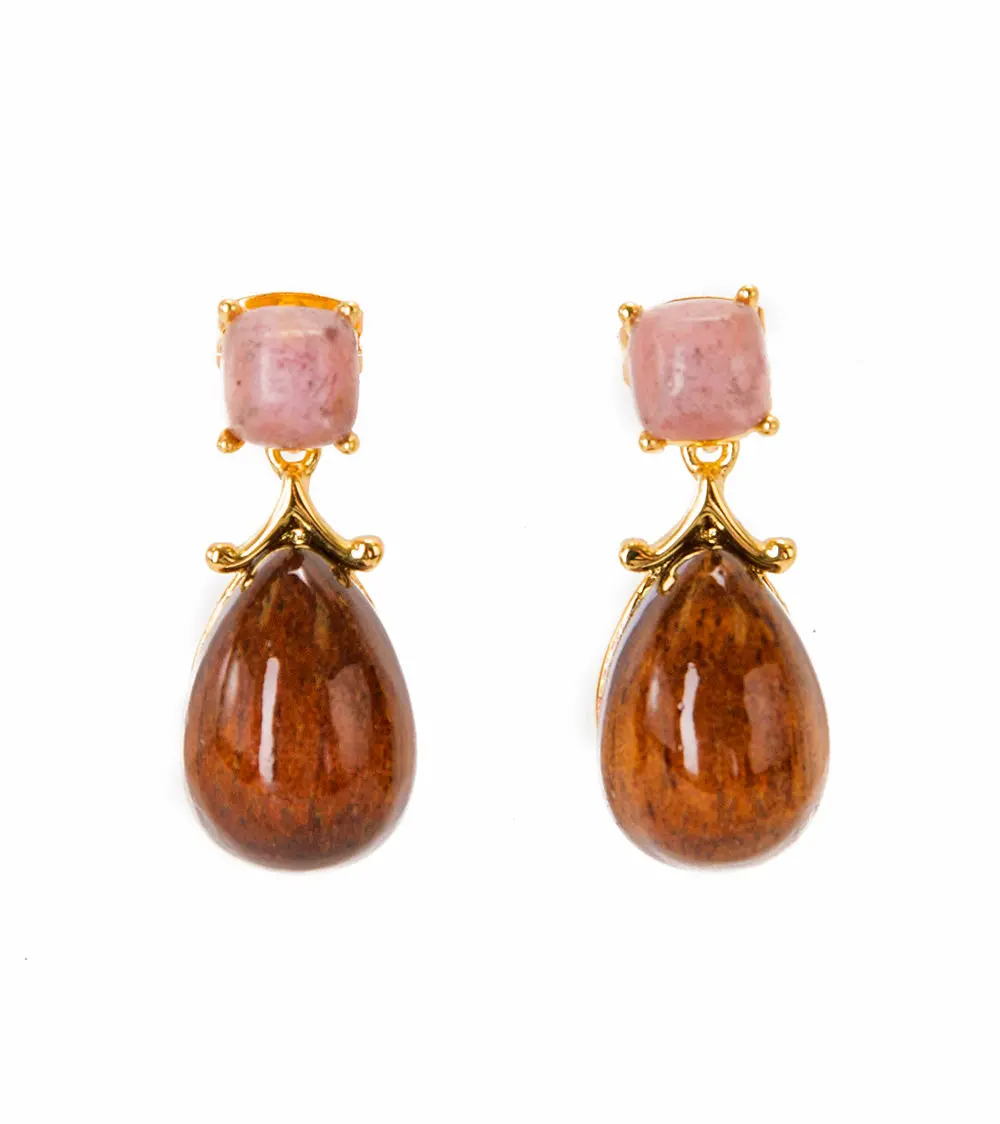 Koa Royal Cabochon Drop Earrings 1