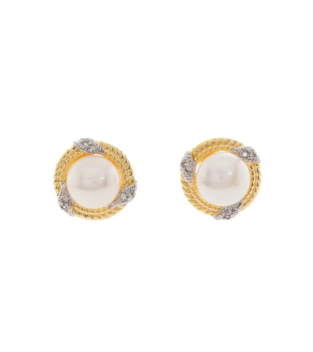 Pearl Rope Cubic Zirconia Stud Earrings 1