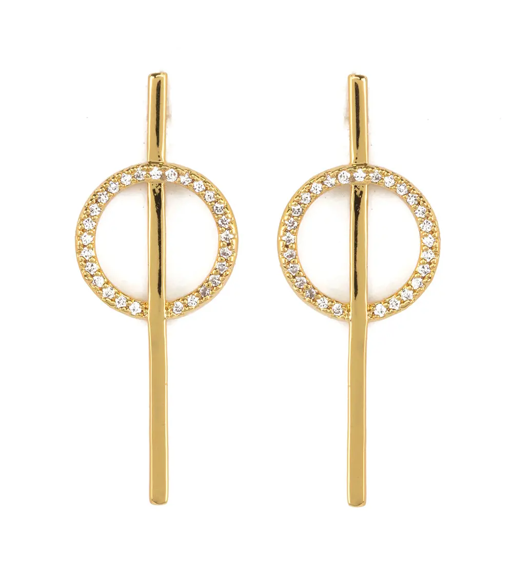 Gold Circle With Line Earrings 1