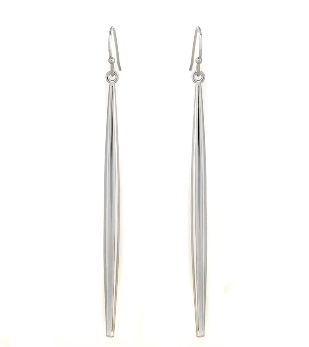 Rhodium Spear Fishhook Earrings 1
