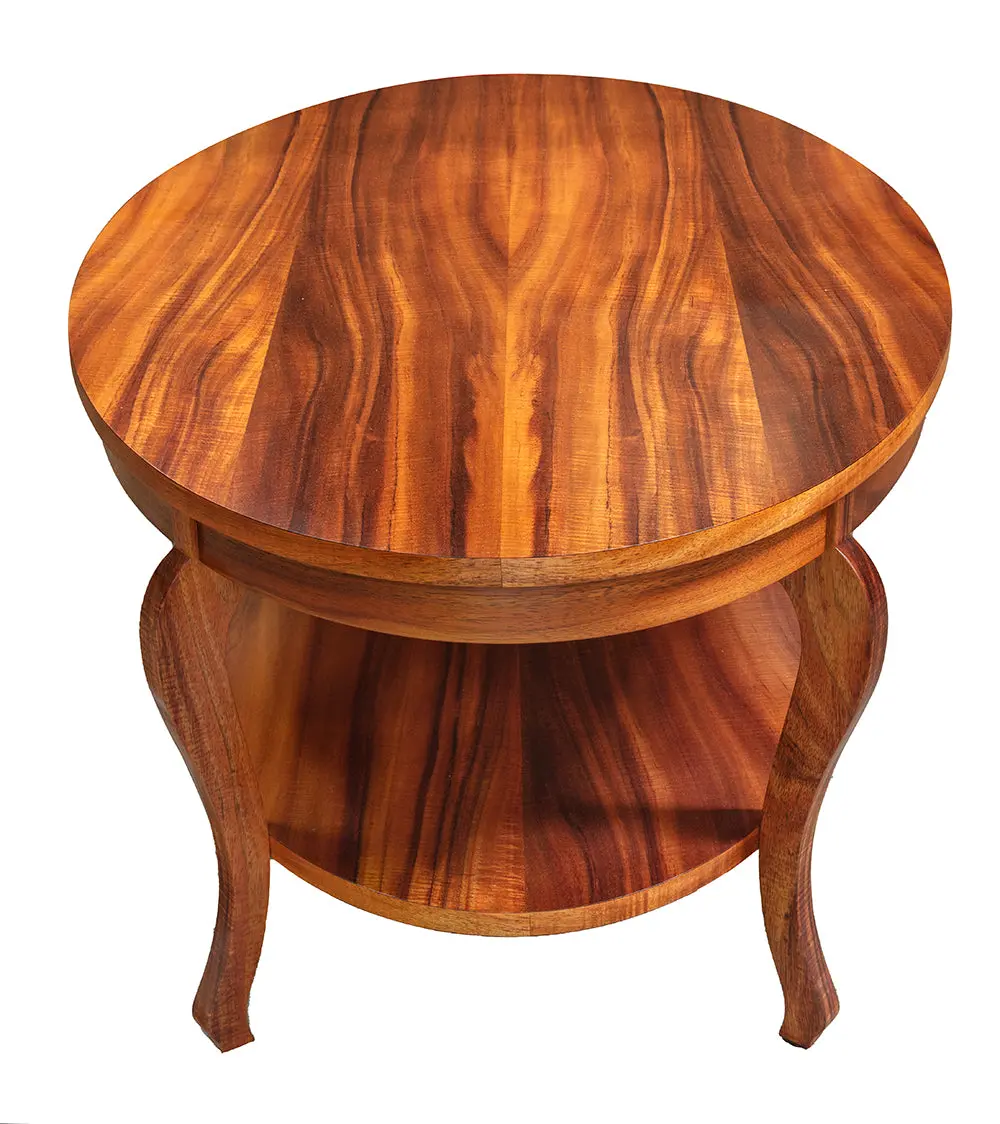 Oval Coffee Table. Koa Top, Koa Shelf 3